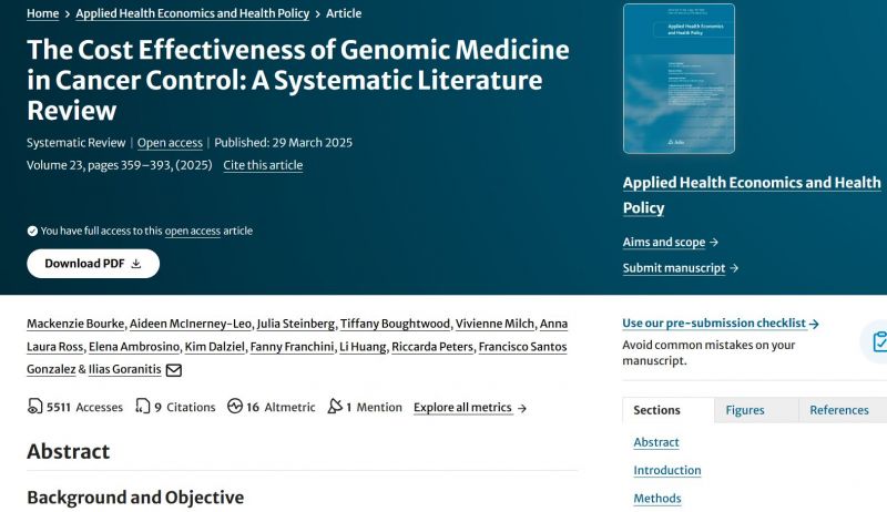 Image for The Cost Effectiveness of Genomic Medicine in Cancer Control: A Systematic Literature Review
