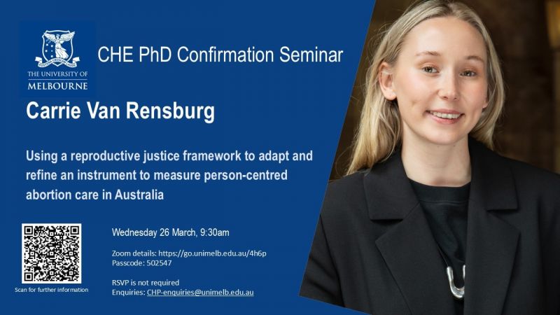 Image for CHE PhD Confirmation Seminar - Carrie Van Rensburg