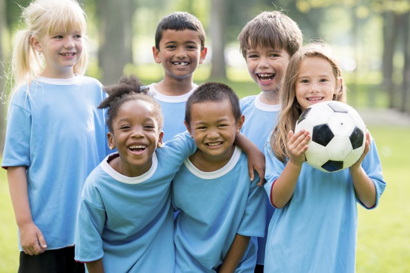 Kids playing soccer