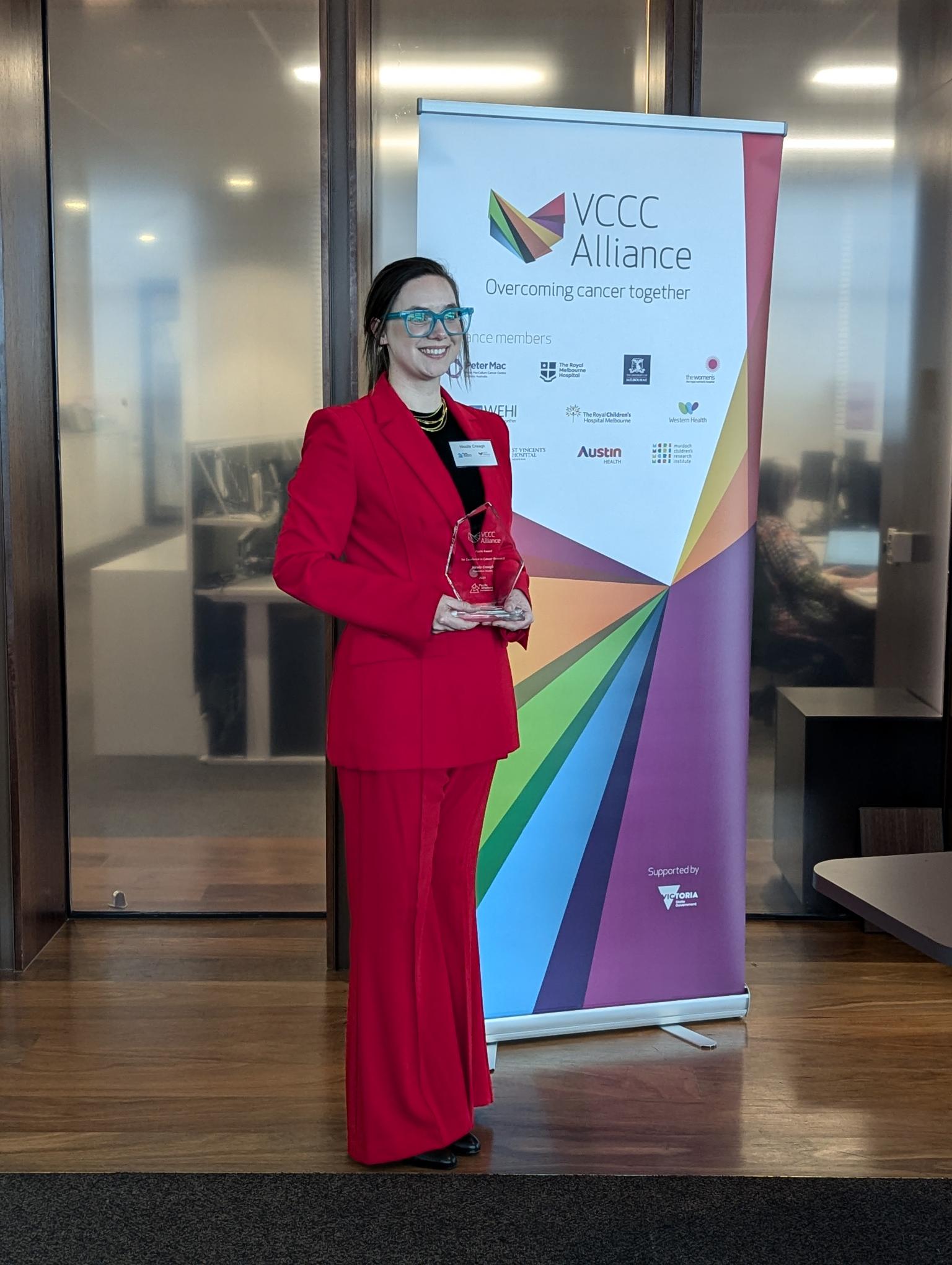 Picture of PhD student Nicola Creagh at the Picchi award ceremony