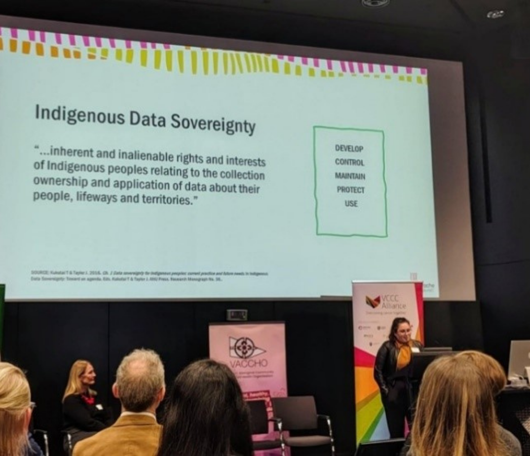 Presentation slide titled Indigenous data sovereignty