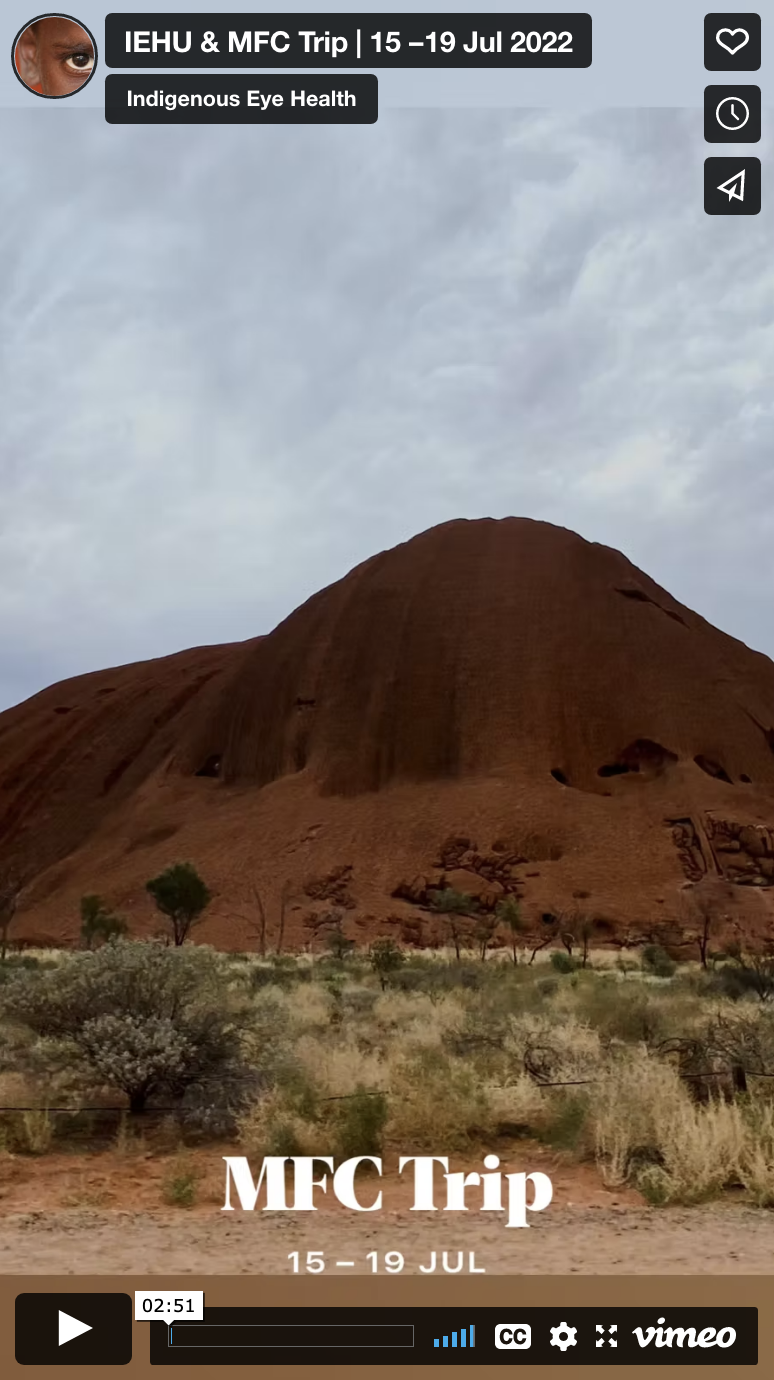 thumbnail of a video, click to play. Vidoe shows footage of IEHUs time in Central Australia