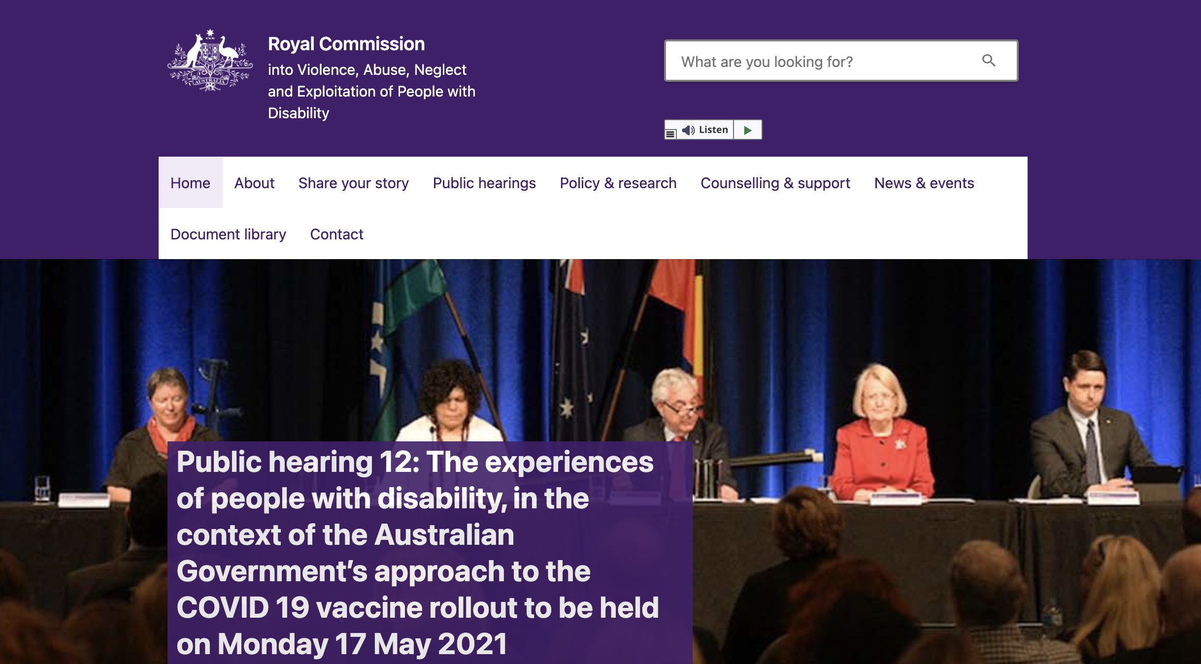 Image from DRC website announcing the COVID-19 vaccination hearing for PWD