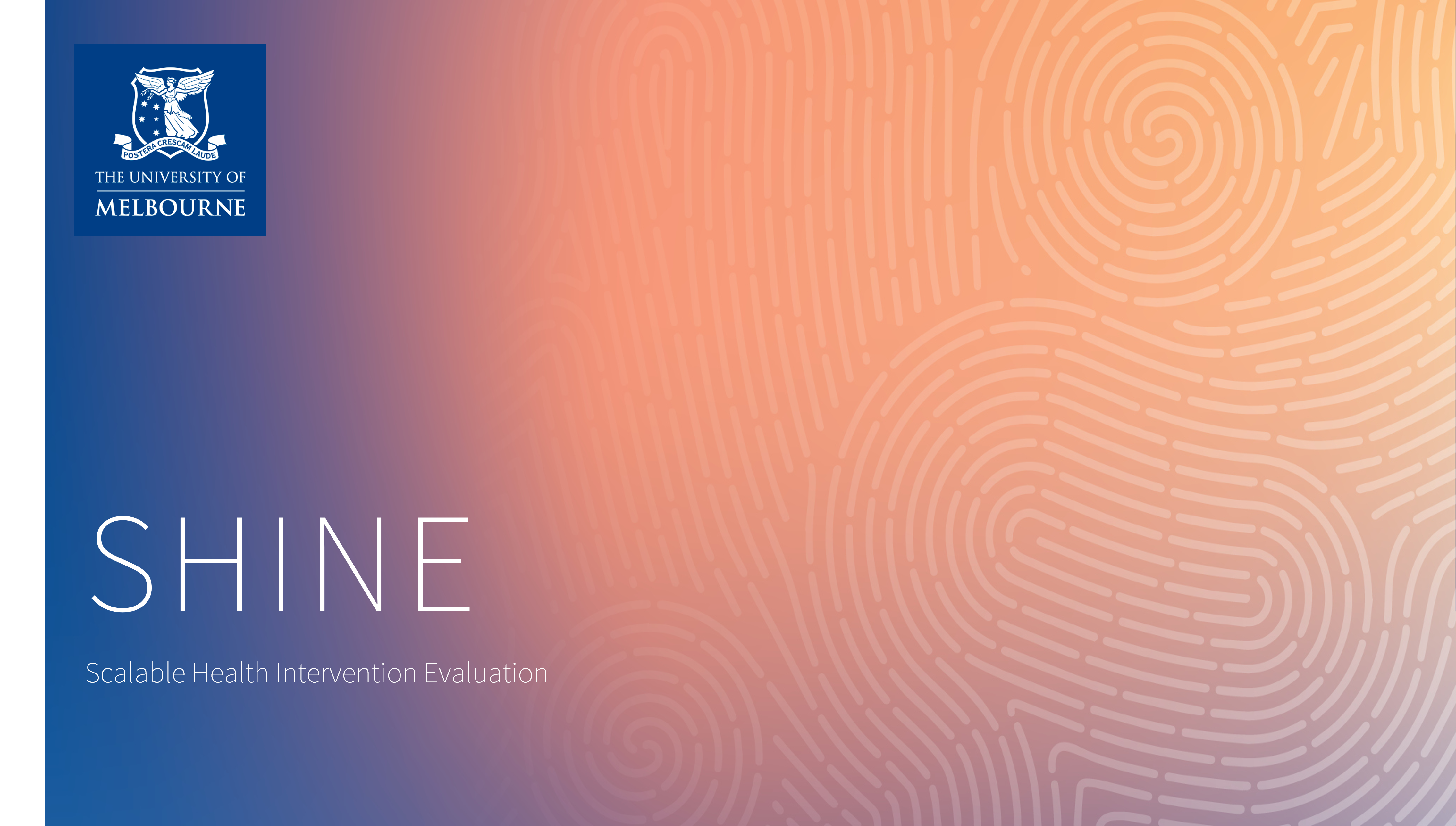 SHINE Logo with text Scalable Health Intervention Evaluation and University of Melbourne Logo