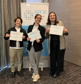 Student Showcase Award Winners! Photo of Alex van Heusden (left), Rachel O’Loughlin (middle), and Renee Jones (right) who were the winners of the Peer Recognition, Engaging Presentation, and Innovative Research Awards, respectively.