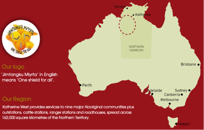 map of Australia showing Katherine, NT