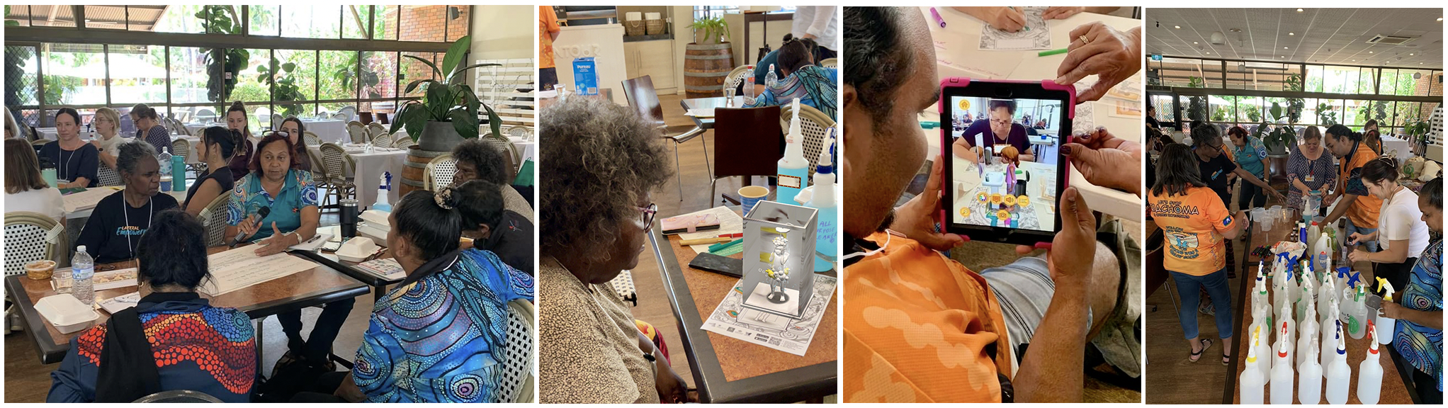 selection of images from the healty homes workshop shows activities and participants