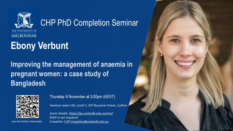 Image for CHP PhD Completion Seminar - Ebony Verbunt