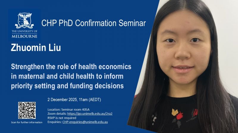 Image for CHP PhD Confirmation Seminar - Zhuomin Liu