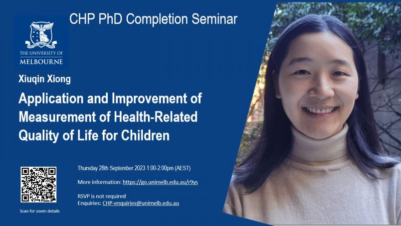 Image for CHP PhD Confirmation Seminar - Xiuqin Xiong
