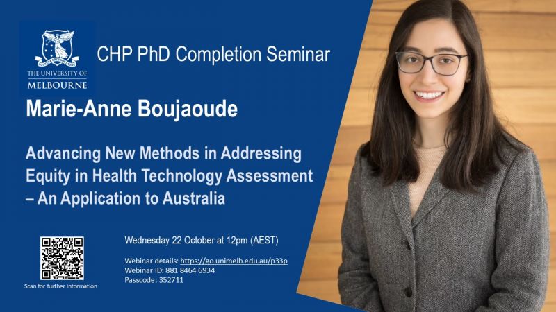 Image for CHP PhD Completion Seminar - Marie-Anne Boujaoude