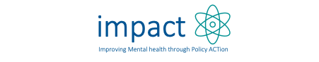 Impact logo with by line: Improving Mental health through Policy ACTion